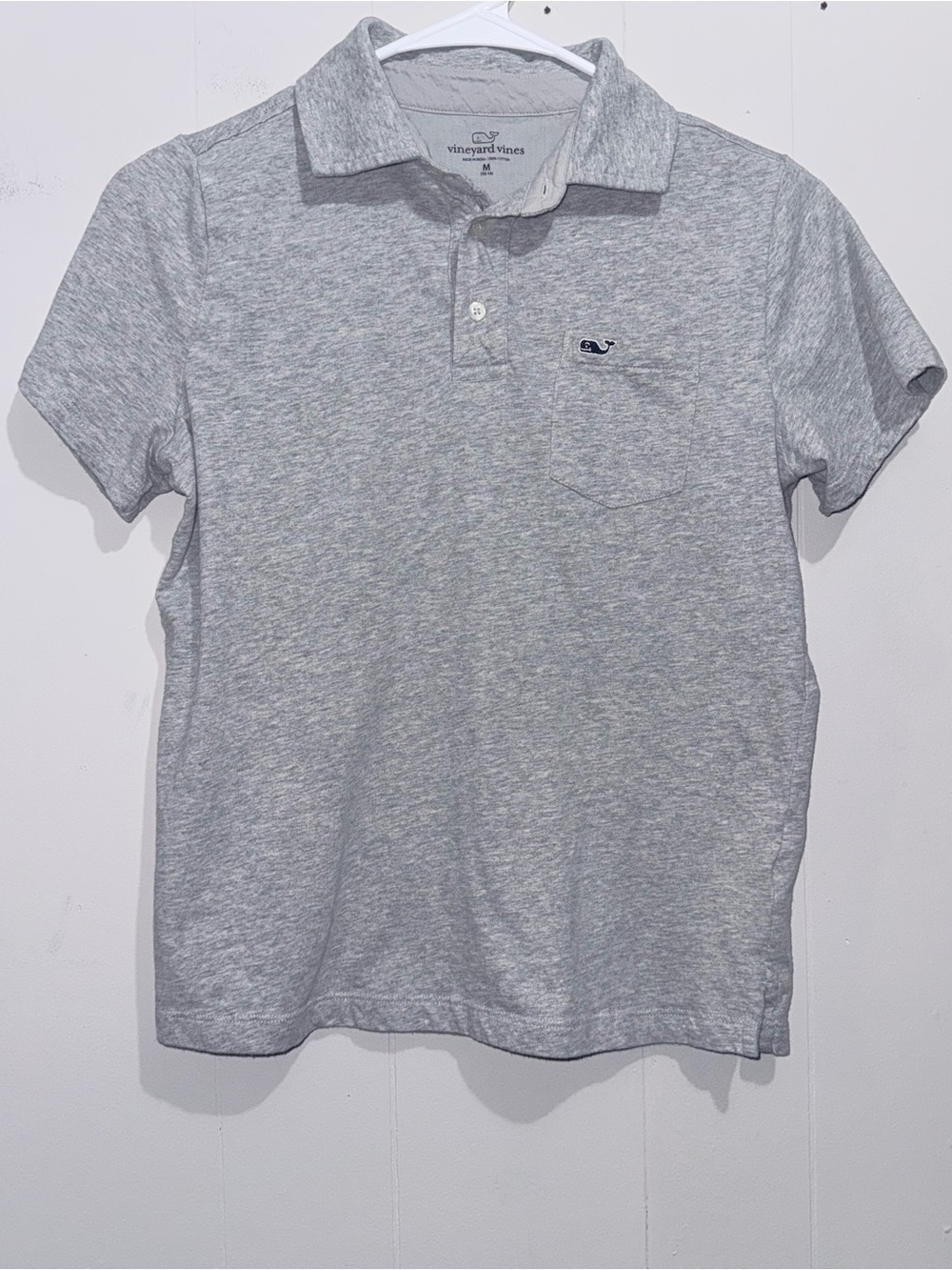 Vineyard Vines Boys Clean Slub Jersey Polo Gray Medium 12-14